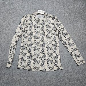 Crazy Consuela Ivory Cowboy Horse Mesh Top Sheer Cowgirl Western Women Medium